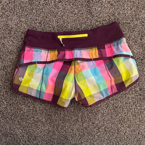 Lululemon Speed Shorts Sea Check Colorful Plaid Women's Shorts - Picture 2 of 5